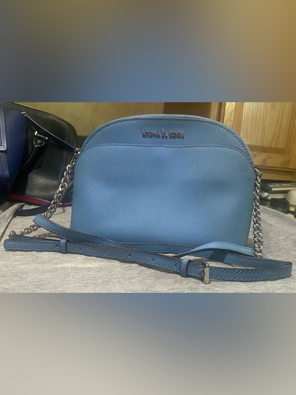 Michael Kors Light Blue Saffiano Crossbody Bag